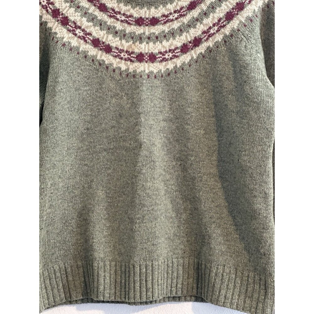 Woolrich Knit Wool Sweater womens size M Green crew Neck Fair Isle ski Willow - Picture 4 of 12